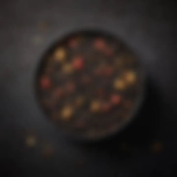 A vibrant selection of loose leaf black teas in a decorative tin