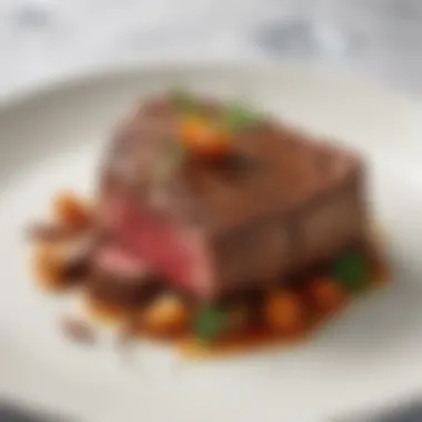 A beautifully plated dish featuring a premium steak