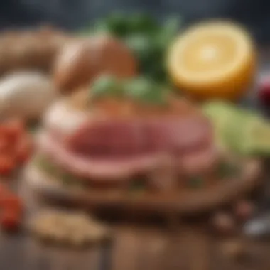 Lean Proteins and Healthy Fats in Low Carb Nutrition Assorted lean proteins and healthy fats