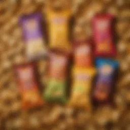A vibrant display of various Lays potato chip flavors showcasing their colorful packaging.