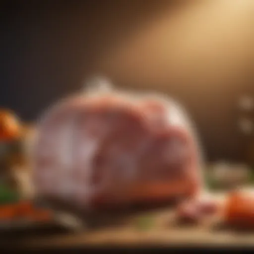 Elegant display of a ham bag with preserved ham