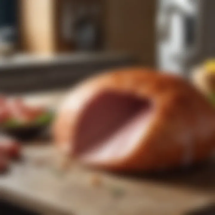 Close-up of a ham bag in use in a modern kitchen