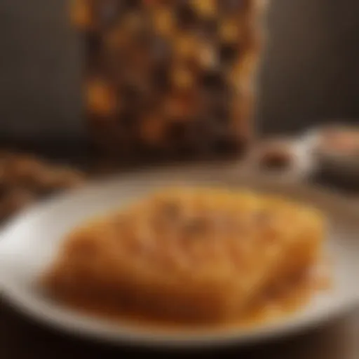 Artistic presentation of a honeycomb dish showcasing its unique texture and structure