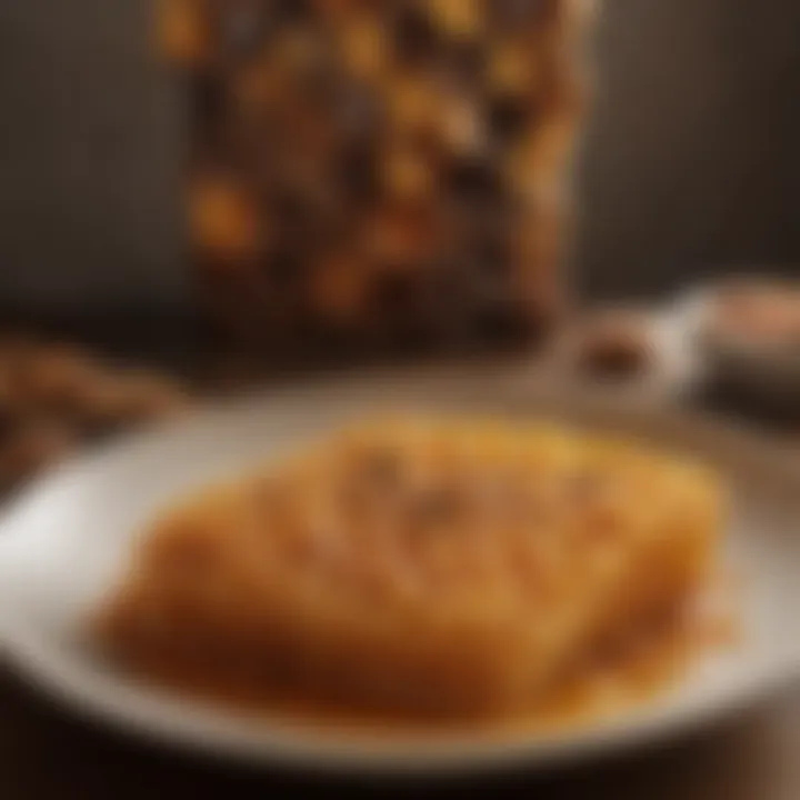 Artistic presentation of a honeycomb dish showcasing its unique texture and structure