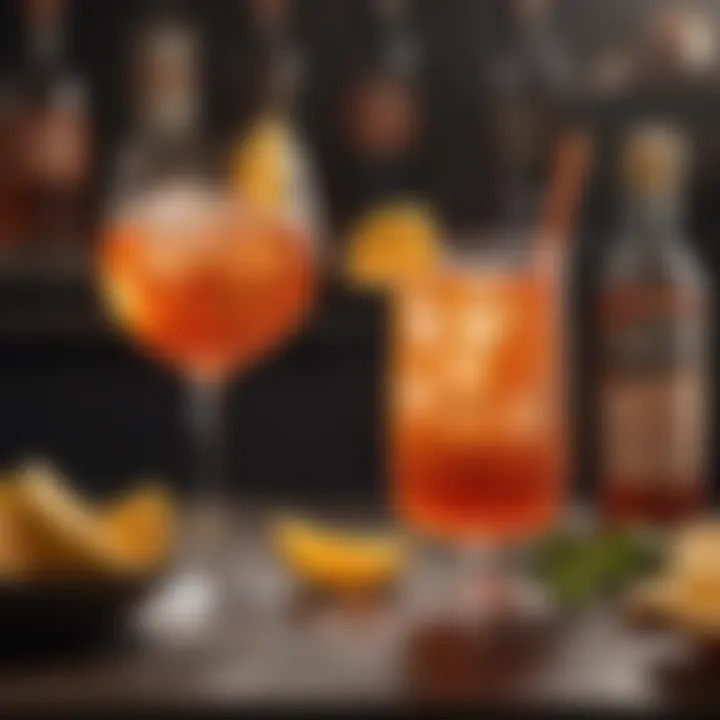 A stylish cocktail setup with Aperol Spritz