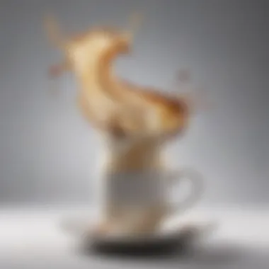 Swirling Indulgence: Coffee and Creamer Fusion Elegant coffee cup with swirling alcoholic creamer