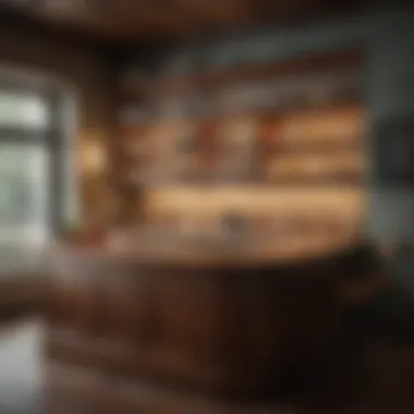 Charming Home Bar for Sweet Beverage Crafting A cozy home bar setting for crafting unique sweet alcoholic beverages.