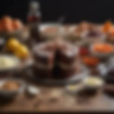 Ingredients Spread Ingredients spread for Brooklyn Blackout Cake including chocolate and cream
