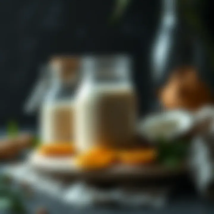 Ingredients for creating caramel coconut milk, arranged elegantly