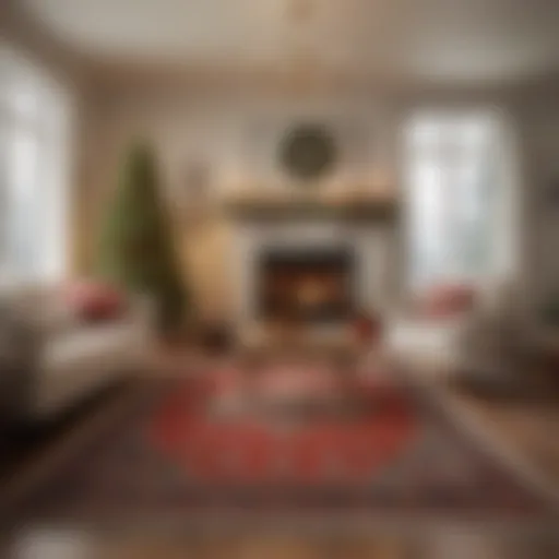 Cozy living room with a Ruggable Christmas rug