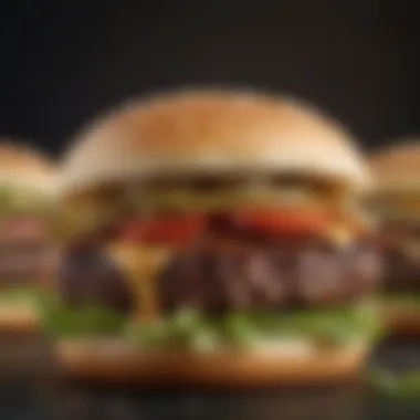 Close-up view of a freshly grilled Sams Club hamburger showcasing the juicy patty and toppings.