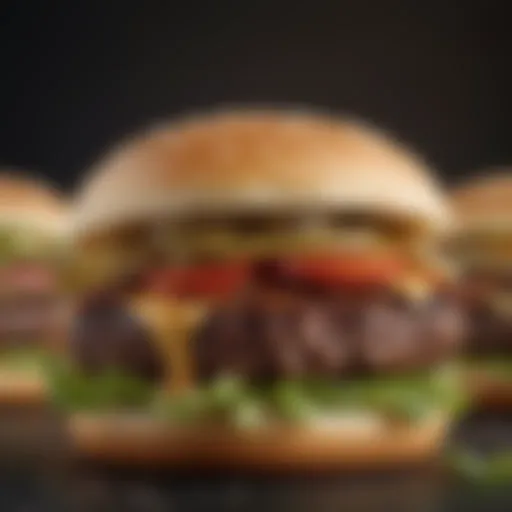 Close-up view of a freshly grilled Sams Club hamburger showcasing the juicy patty and toppings.