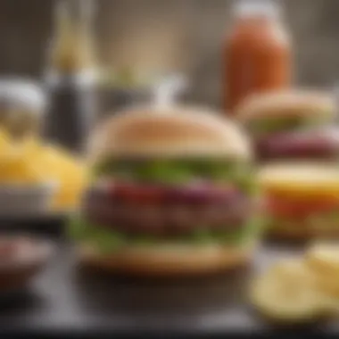 An assortment of ingredients used in the Sams Club hamburger, highlighting freshness and quality.