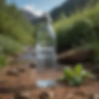 Self-Cleaning Water Bottle in Nature Self-cleaning water bottle in an outdoor setting