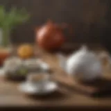 Elegant single teapot and cup set displayed beautifully on a wooden table.