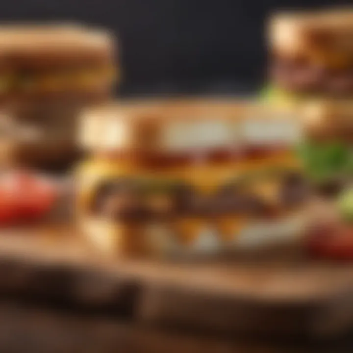 An array of fresh ingredients used in the Sonics Grilled Cheese Burger, highlighting quality and freshness.