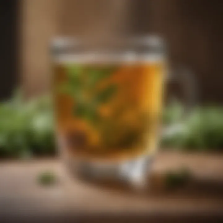 Elegant glass of herbal tea with aromatic herbs