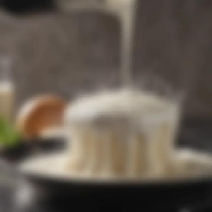 Close-up of steaming milk in action