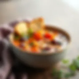 A vibrant bowl of protein-rich vegetable soup with beans