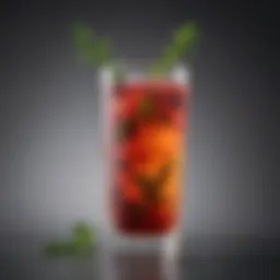 Elegant tall glass showcasing a vibrant cocktail garnished with fresh herbs