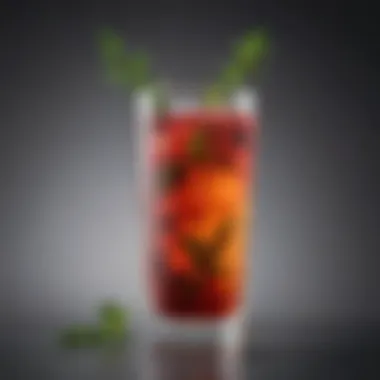 A Vibrant Cocktail in an Elegant Tall Glass Elegant tall glass showcasing a vibrant cocktail garnished with fresh herbs