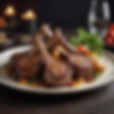 Elegant presentation of grilled lamb chops with sides