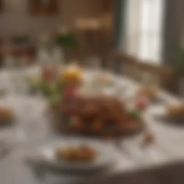 Festive Passover Table Setting An elegant table setting for Passover with festive decorations.