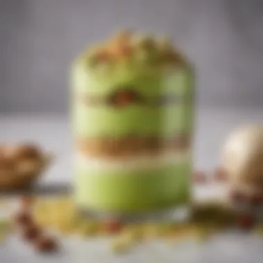 Close-up of a unique pistachio pudding recipe