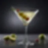 A classic vodka martini served in a chilled glass with an olive garnish