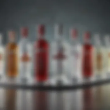 Diverse Vodka Selection for Cocktails A range of vodka bottles and mixers displayed for cocktail enthusiasts