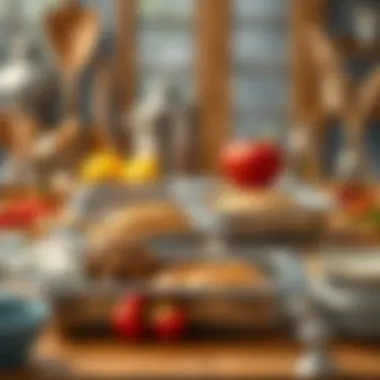 Stainless loaf pans in a culinary setup with ingredients