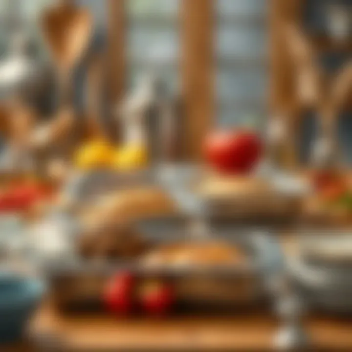 Stainless loaf pans in a culinary setup with ingredients