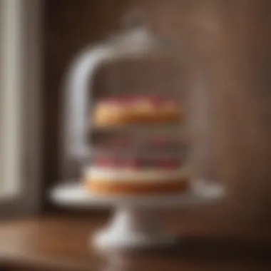 Cake plate with dome being stored in a kitchen cabinet