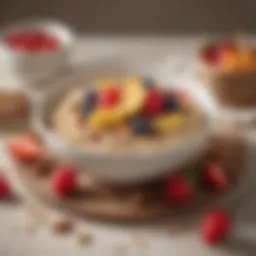A hearty bowl of oatmeal topped with fresh fruits and nuts