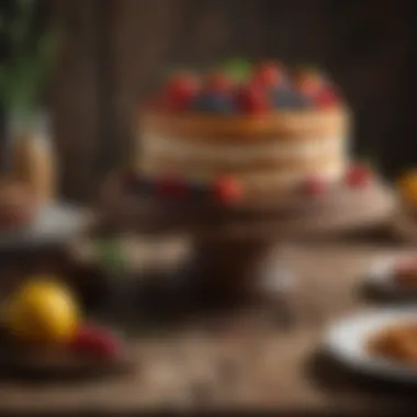 Rustic wooden cake stand adorned with seasonal decorations