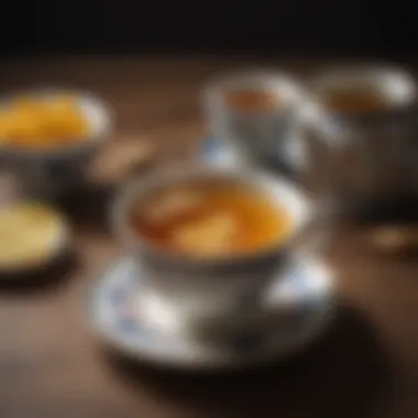 A traditional Asian ginger tea served in a delicate porcelain cup.