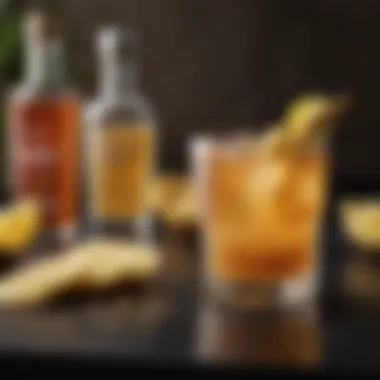 Elegant Ginger Cocktail An elegant cocktail featuring ginger flavored vodka with garnishes