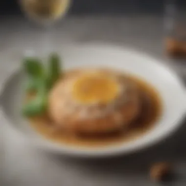Gourmet Dish with Ginger Vodka A gourmet dish drizzled with ginger flavored vodka reduction