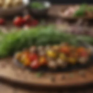 Fresh herbs and spices for seasoning grilled vegetables