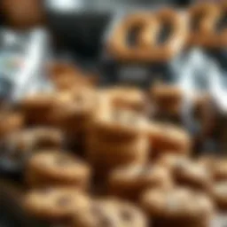An assortment of prepackaged cookies displayed aesthetically