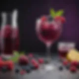 Elegant purple cocktail garnished with fresh berries