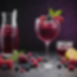 Elegant purple cocktail garnished with fresh berries