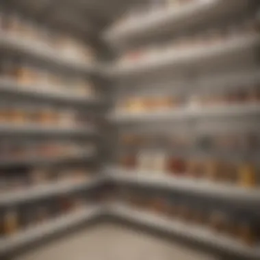 A neatly organized pantry featuring vacuum seal containers