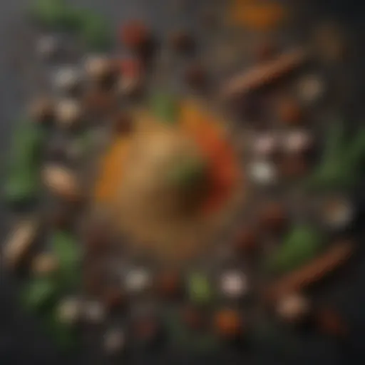 A vibrant display of various herbs and spices used in vegan ranch seasoning.