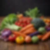 A colorful assortment of low-glycemic vegetables on a wooden table