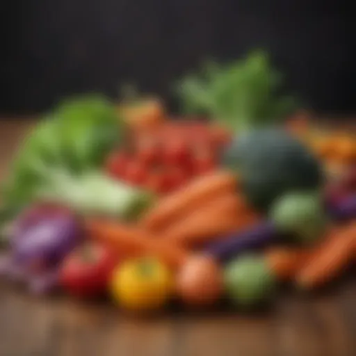A colorful assortment of low-glycemic vegetables on a wooden table