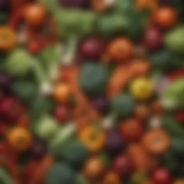 Close-Up of Fiber-Rich Vegetables A close-up of a variety of vegetables rich in fiber