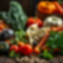 A vibrant assortment of fresh vegetables used in veggie dumplings
