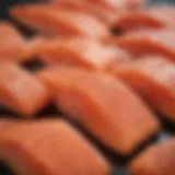 Vibrant display of fresh Alaskan wild salmon fillets