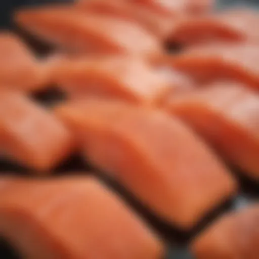 Vibrant display of fresh Alaskan wild salmon fillets